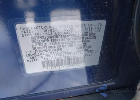 2020 Nissan Kicks Sv Xtronic Cvt z USA, uszkodzony, nr VIN 3N1CP5CVXLL542696